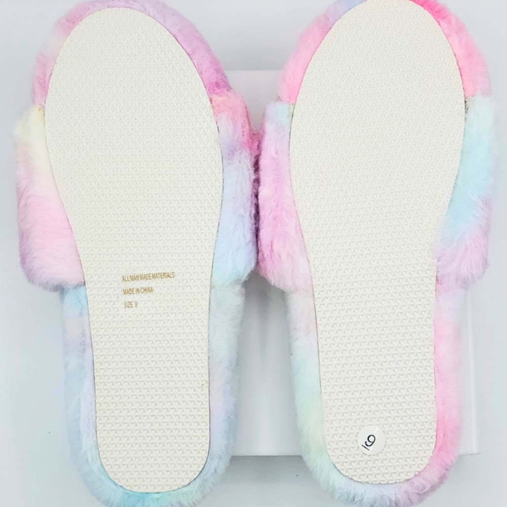 Trillium Tie Dye Furry Slide Sandals/Slippers☆Women's 9.0 - Picture 3 of 5